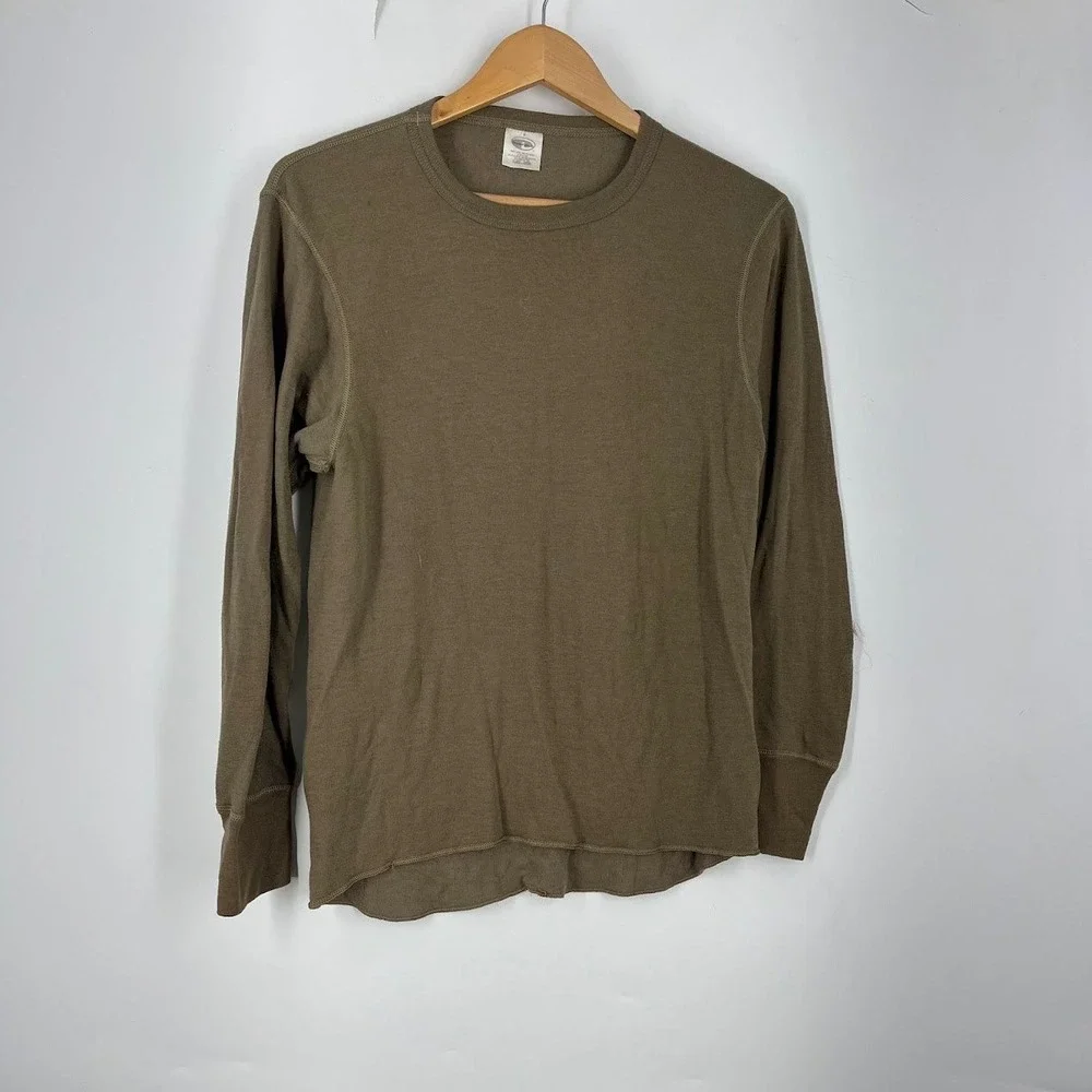 Duofold Mens Merino Wool Blend Thermal Base Layer Set Brown Medium Long John Top